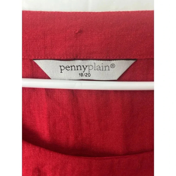Size 18/20 Penny Plain Red‎ Blouse W/ Pockets - Picture 2 of 6